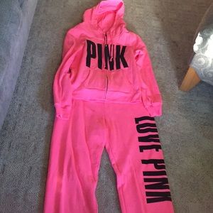 Victoria Secret PINK hot pink sweat outfit